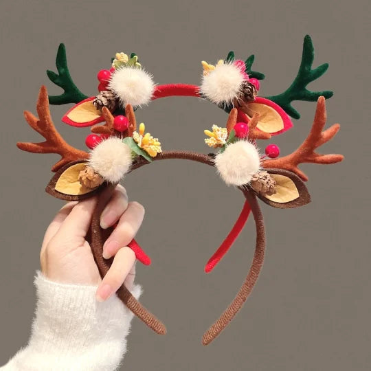 Christmas Women’s Headdress – Elk, Bell & Snowflake Design