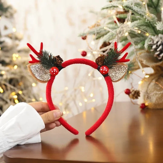 Christmas Women’s Headdress – Elk, Bell & Snowflake Design