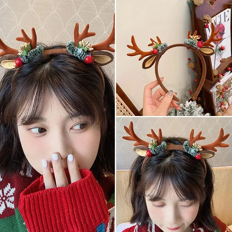 Christmas Women’s Headdress – Elk, Bell & Snowflake Design