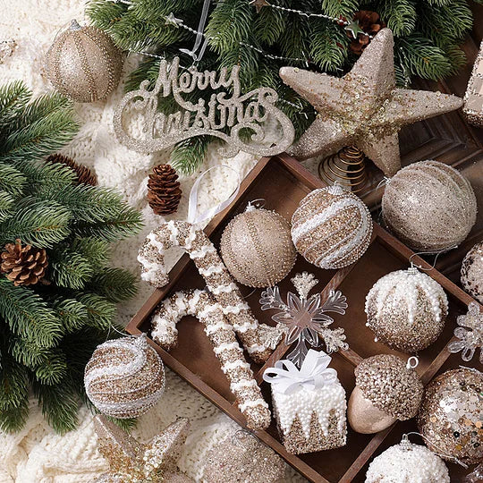 Champagne Color Hand-Painted Christmas Ball Ornament