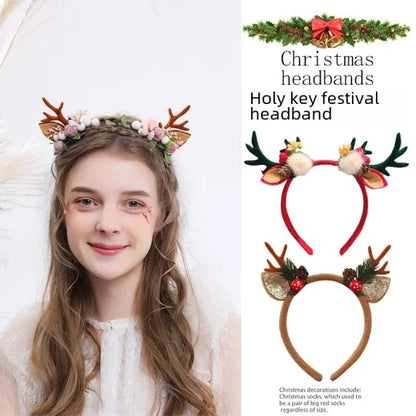 Christmas Women’s Headdress – Elk, Bell & Snowflake Design
